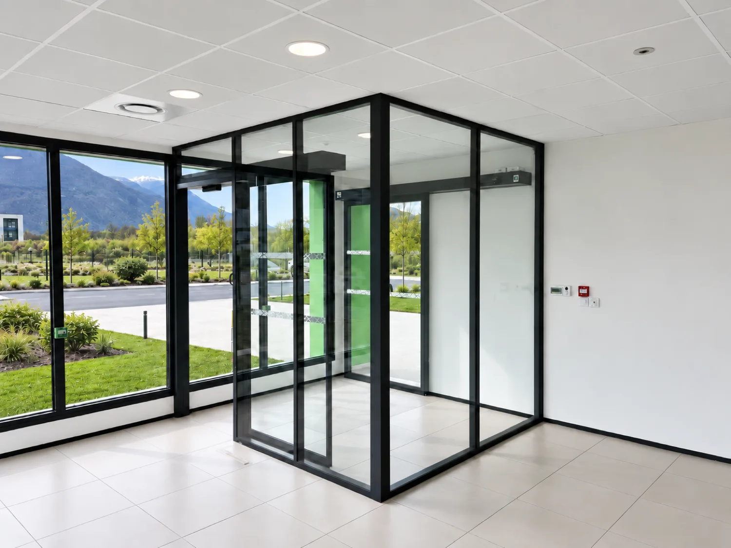Aménagement d'un hall d'accueil de bureaux à Vienne, chantier réalisé par ECM